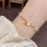 Linglang 14K Gold Plated Stackable Bracelets Crystal Beaded Bracelet Trendy Tennis Bracelets Gold Bracelet
