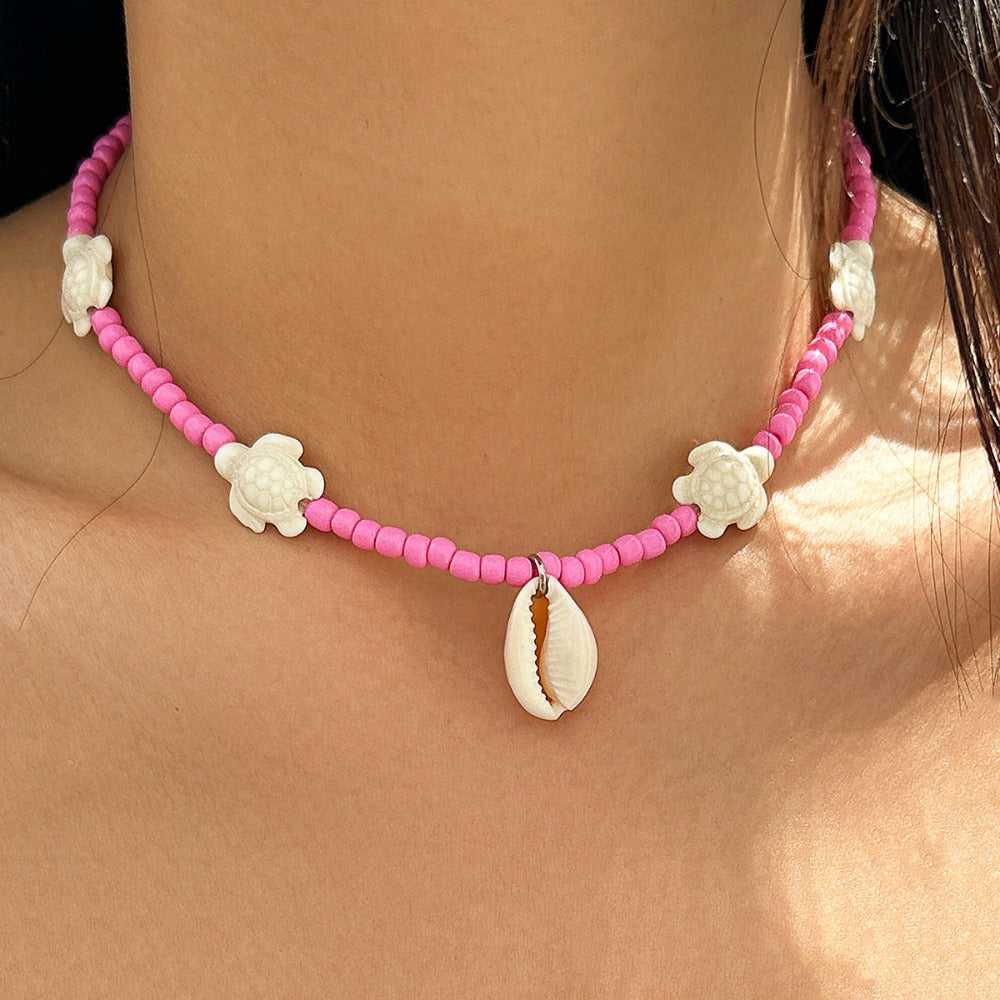 LingLang Bohemia Summer Beach Shell Necklace Beaded Choker for Women