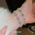 Linglang Blue Zirconia Bracelet Sterling Adjustable Bracelet Boho Gold Plated Tennis Bracelet Zirconia Jewelry