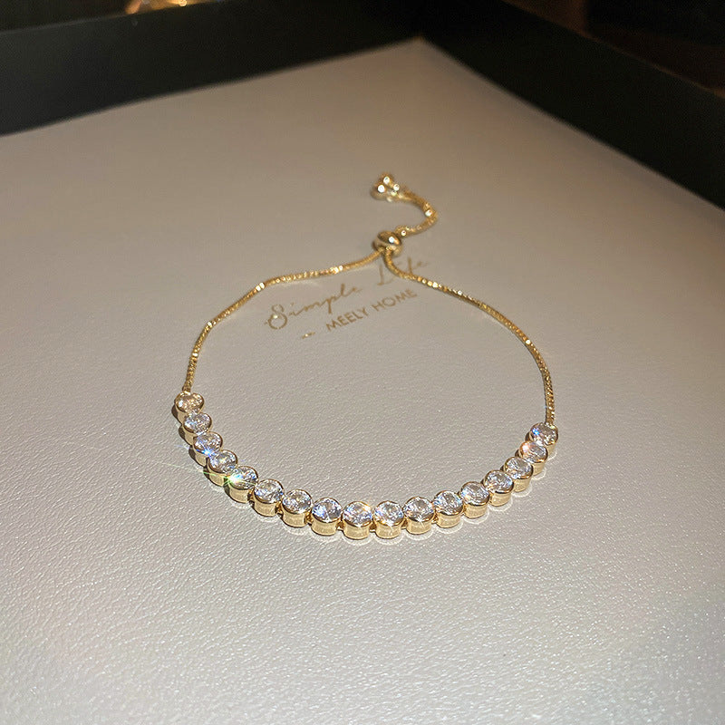 Linglang Adjustable Chain Bracelet for Women Dainty Gold Plated Tennis Bracelets Zirconia Jewelry