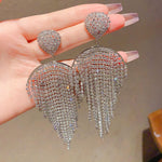 Linglang Dainty Sparkling Earrings Long Tassel Earrings Chic Dangle Earrings
