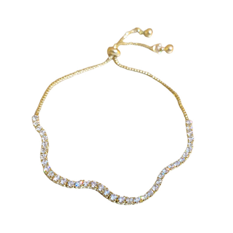 Linglang Adjustable Chain Bracelet for Women Dainty Gold Plated Tennis Bracelets Zirconia Jewelry