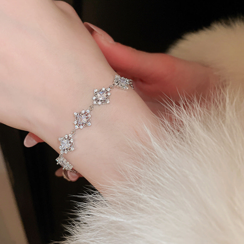 Linglang Blue Zirconia Bracelet Sterling Adjustable Bracelet Boho Gold Plated Tennis Bracelet Zirconia Jewelry