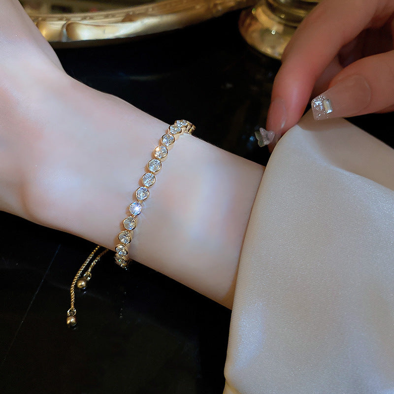 Linglang Adjustable Chain Bracelet for Women Dainty Gold Plated Tennis Bracelets Zirconia Jewelry