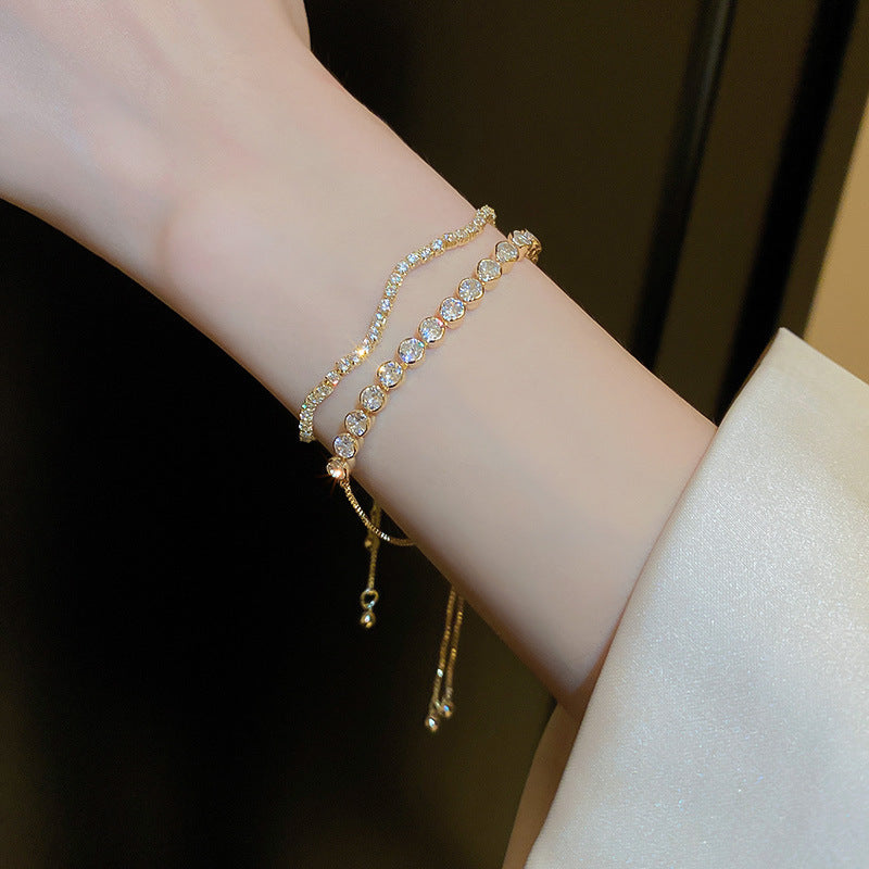 Linglang Adjustable Chain Bracelet for Women Dainty Gold Plated Tennis Bracelets Zirconia Jewelry