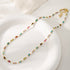 Linglang Boho Beaded Gemstone Necklace Pearl Necklace Colored Beaded Necklace for Summer Handmade Jewelry