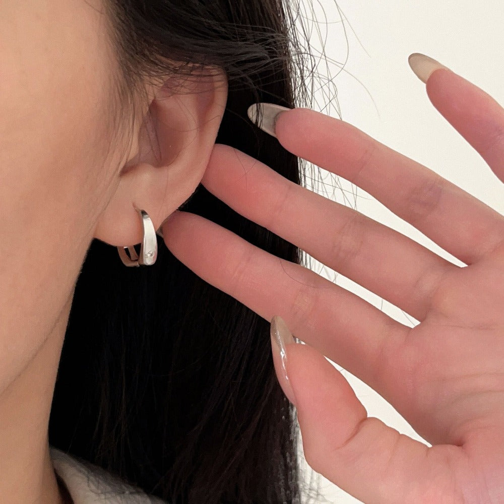 Linglang S925 Sterling Hoop Silver Earrings for Women Hypoallergenic Lightweight Thick Silver Earrings