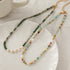 Linglang Green Natural Malachite Necklace Amazon Stone Beaded Necklace Handmade Pearl Necklace Stack Jewelry