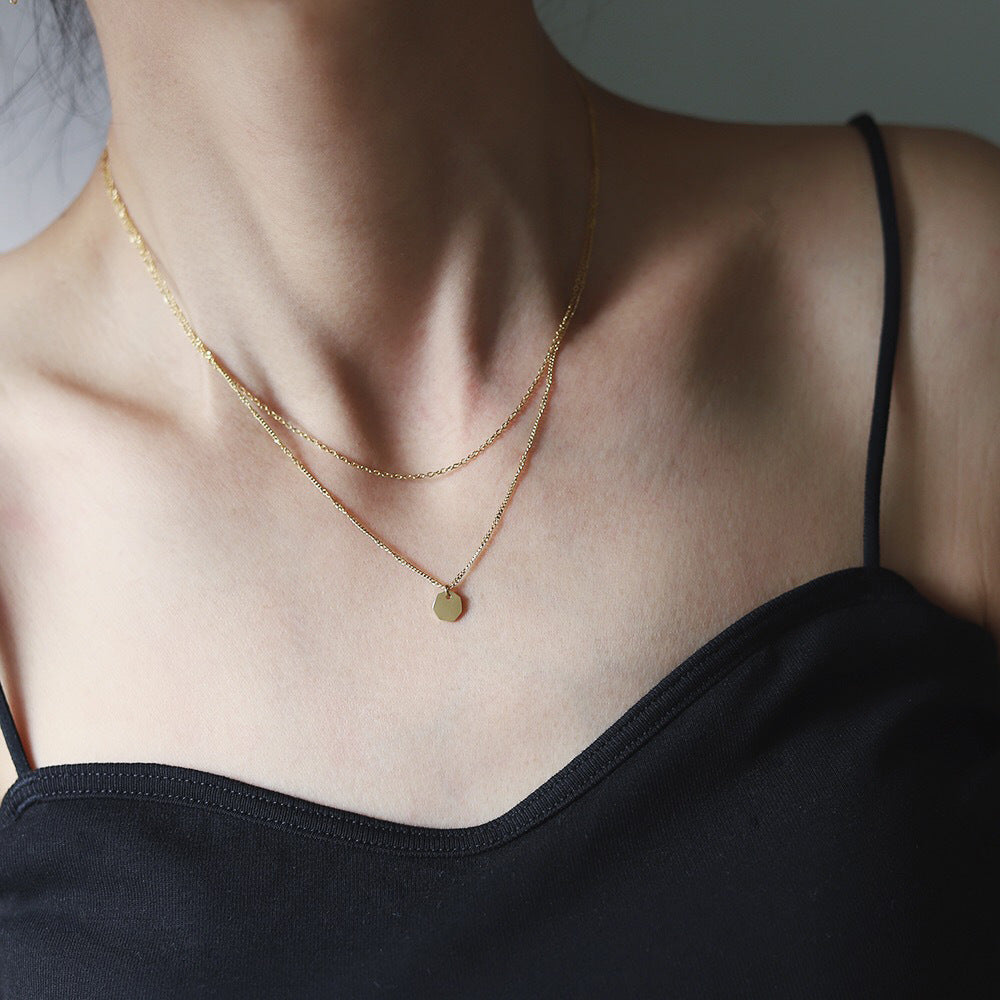 Linglang Simple Layered Necklace Chain 18K Gold Plated Necklace Layering Necklace Stacked Jewelry for Women