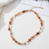 Linglang Vintage Irregular Natural Stone Clavicle Chain Handmade Beaded Necklace Chic Beaded Jewelry