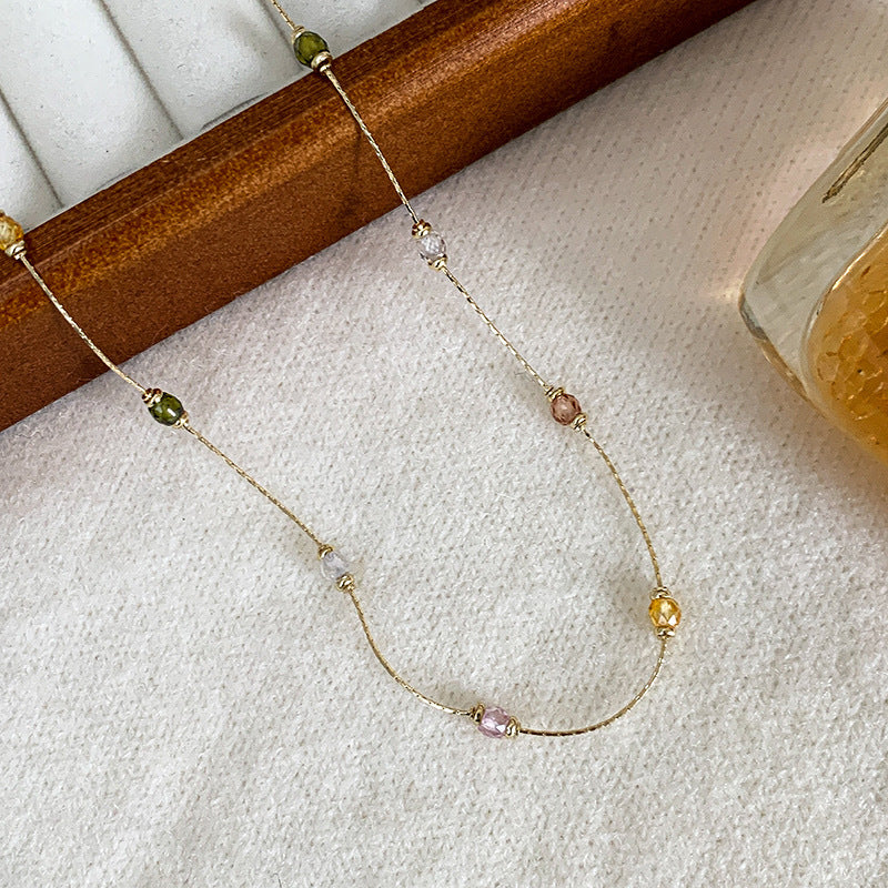 Natural  Stone Crystal Necklace Beaded Necklace for Women