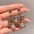Linglang S925 Silver Boho Earrings Beaded Earrings Flower Dangle Earrings Vintage Beaded Jewelry