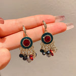 Handmade Boho Beaded Earrings Vintage Dangle Earrings Pearl Earrings