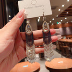 Linglang Handmade Boho Earrings Crystal Beaded Earrings Vintage Tassel Earrings Dangle Earrings