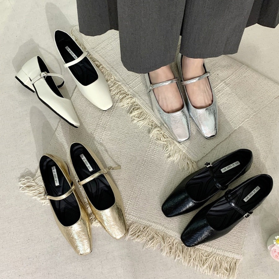 Women's Flats Shoes Pointed Toe Mary Jane Flats Ballet Flats with Strap Slip On Flats Mary Jane Shoes