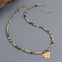 Linglang Vintage Tourmaline Stone Beaded Necklace Handmade Pendant Necklace Chain Boho Jewelry