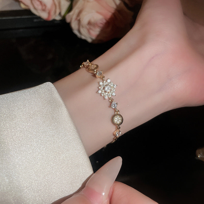Linglang Sterling Snowflake Gold Plated Bracelets Zirconia Tennis Bracelet Infinity Love Jewelry Gifts