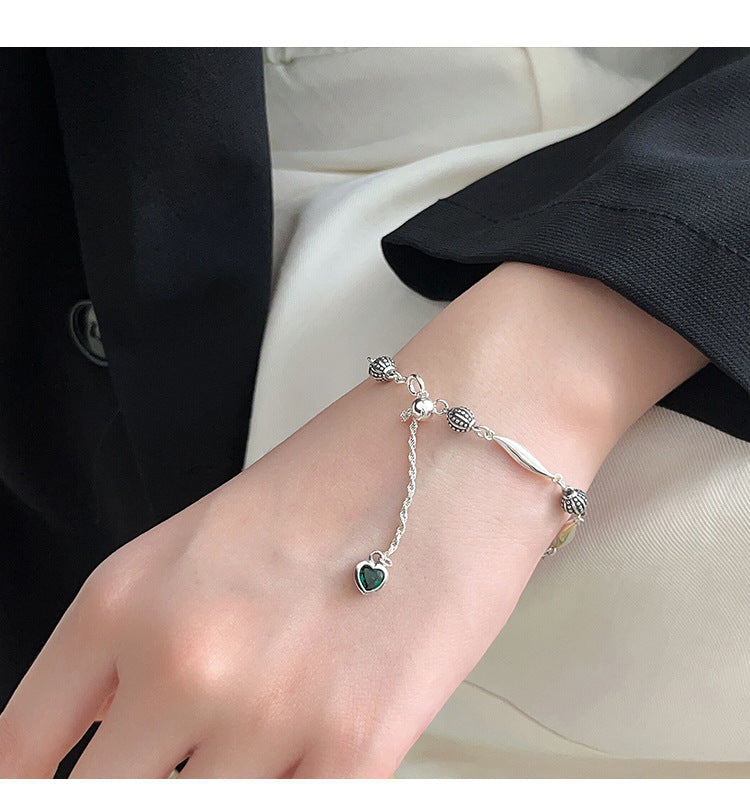 Linglang Sterling 925 Silver Bracelet for Women Girls Dainty Trendy Stackable Bracelet Vintage Jewelry Gifts