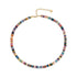 Linglang Handmade Frisbee Layered Necklace Mixed Color Natural Stone Beaded Necklace Set Gold-plated Choker 