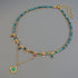 Linglang Natural Malachite Beaded Necklace Boho Style 18K Gold-plated Layered Necklace Natural Stone Jewelry