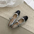 Retro Ballet Flats with Strap Silver Mary Jane Flats Slip On Flats Mary Jane Shoes Women's Flats