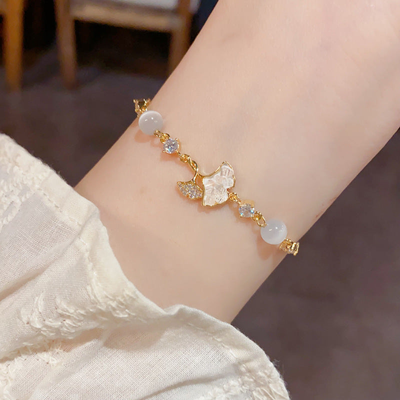 Linglang 14K Gold Plated Stackable Bracelets Crystal Beaded Bracelet Trendy Tennis Bracelets Gold Bracelet