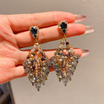 Handmade Boho Rhinestone Earrings Vintage Dangle Drop Earrings