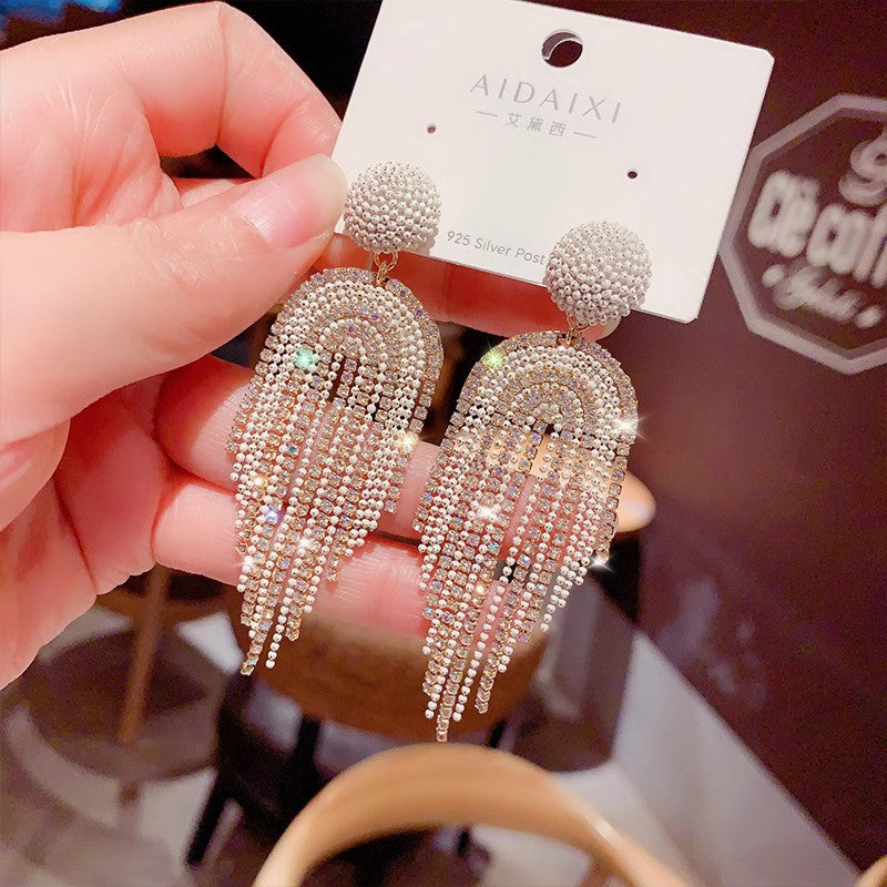 Sterling Long Tassel Earrings Dainty Drop Earrings Boho Beaded Dangle Earrings