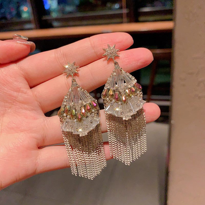 S925 Silver Boho Earrings Vintage Beaded Earrings Retro Dangle Earrings