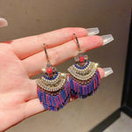 Linglang Dainty Boho Earrings Rhinestone Beaded Earrings Retro Dangle Earrings Vintage Jewelry