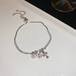 Linglang 14K Gold Plated Zircon Bracelet Snowflake Cross Pearl Bracelet Elegant Tennis Bracelet Ideas