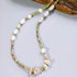 Linglang Boho Style Unakite Beaded Necklace Natural Freshwater Pearl Necklace Retro Jewelry