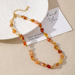 Linglang Colored Crystal Necklaces Natural Stone Beaded Necklace Black Quartz Rutilated Necklace Beaded Jewelry