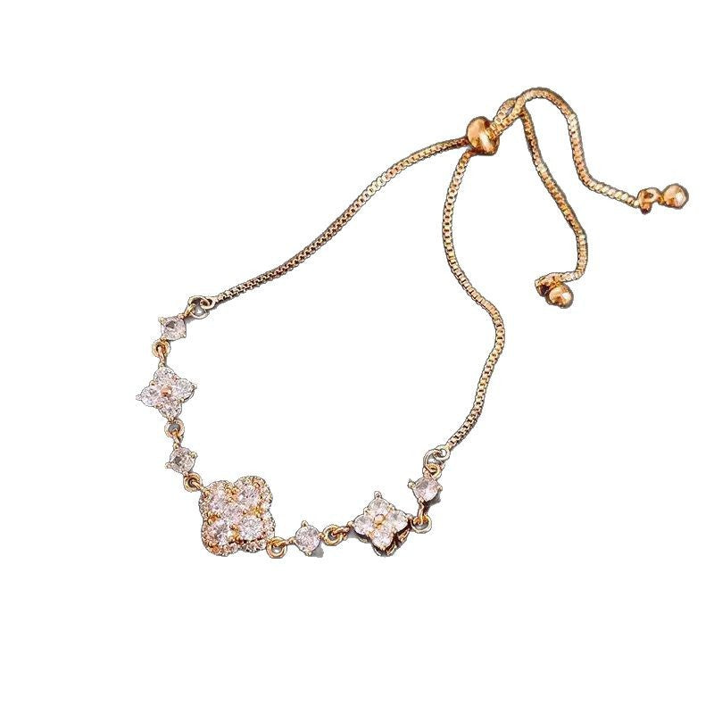 Linglang Dainty 14K Gold Plated Bracelet Zircon Bracelet Retro Tennis Bracelets Adjustable Gold Bracelet