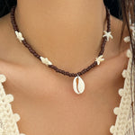 LingLang Bohemia Summer Beach Shell Necklace Beaded Choker for Women