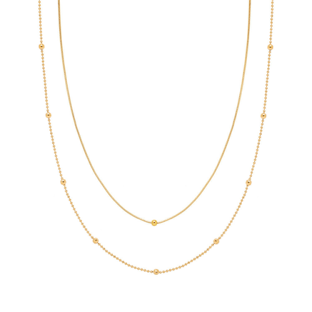 Linglang 18K Gold Plated Necklace Gold Chain Layered Necklace Set Minimalism Layering Jewelry Gift Ideas