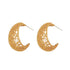 Linglang Brass Gold-plated Earrings Hollow 3D Engraved Stud Earrings Hypoallergenic Lightweight Earrings