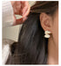 Linglang S925 Silver Fan-shaped Stud Earrings Vintage Silver Jewelry Matte Minimalism Earrings Chic Jewelry
