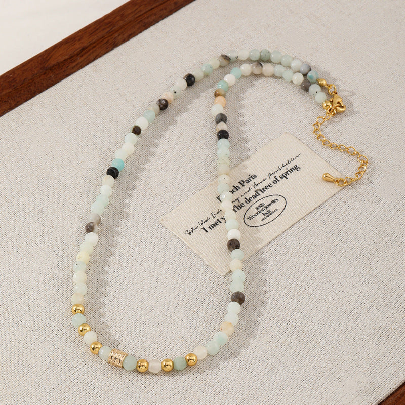 Linglang Beaded Necklaces for Women Natural Stone Summer Beach Gemstone Necklaces Beaded Choker