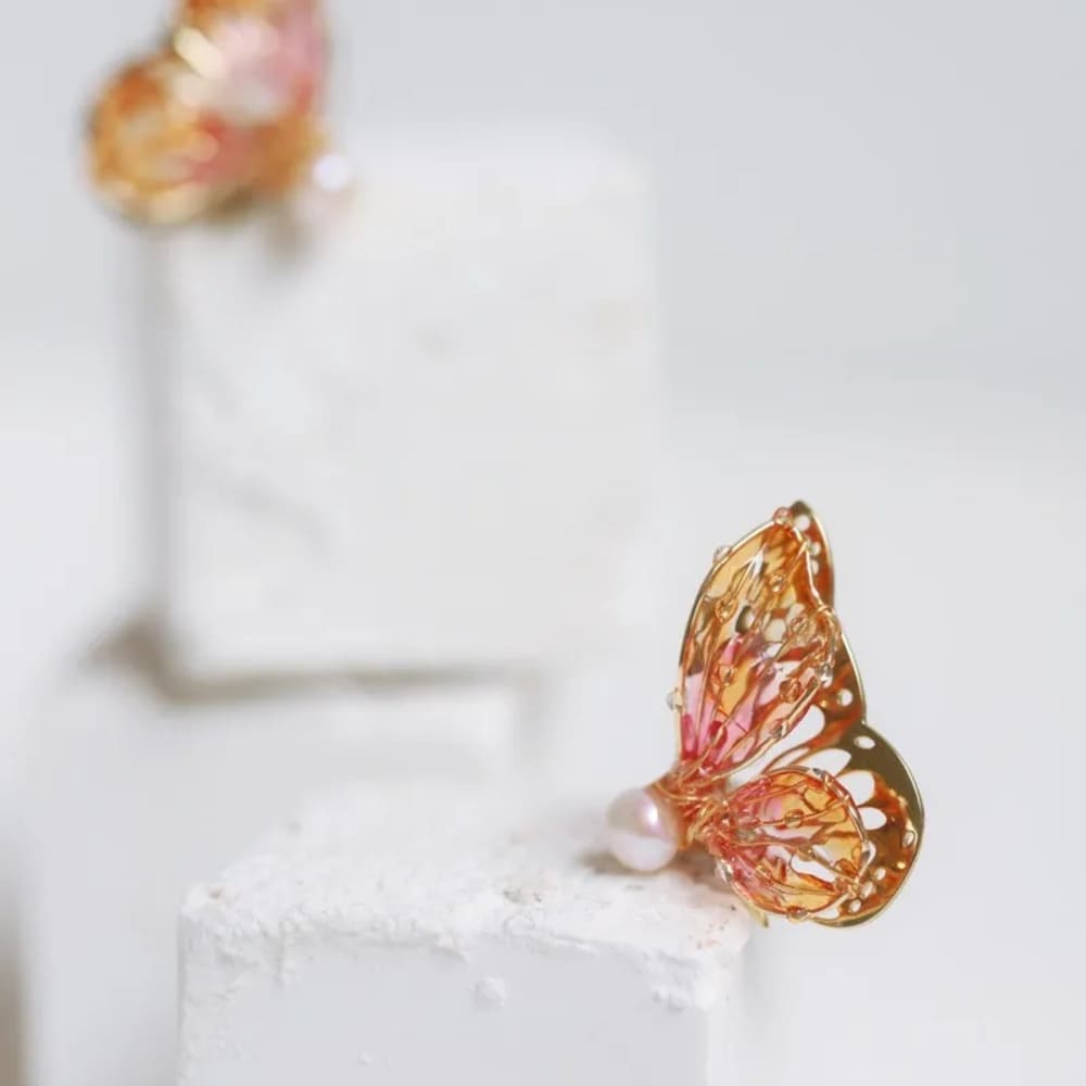LingLangFashion Unique Handmade Epoxy Butterfly Earrings