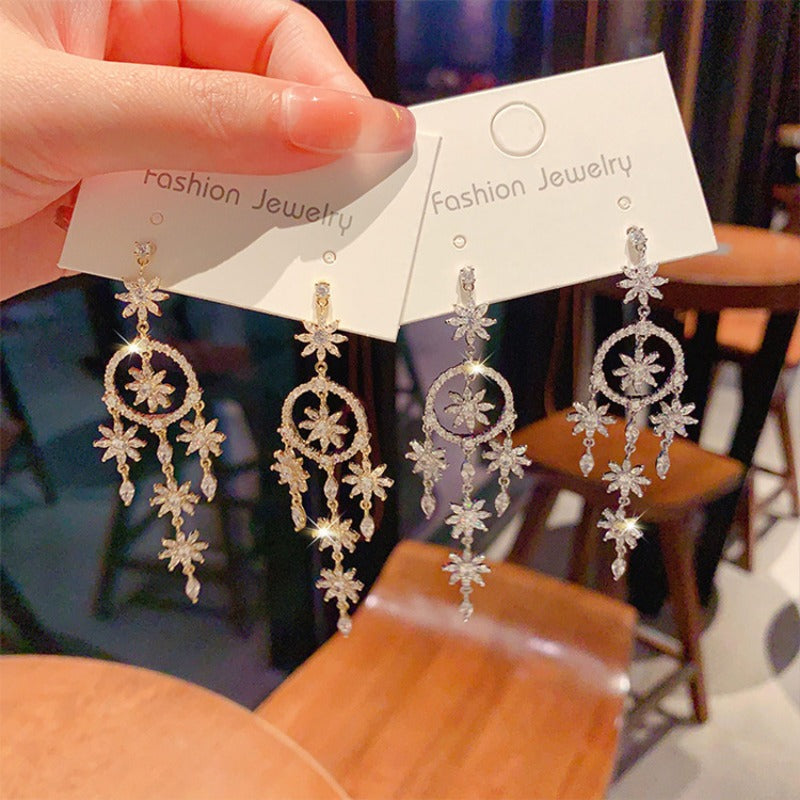 Linglang S925 Silver Earrings Sterling Dangle Earrings Boho Statement Earrings Dainty Drop Earrings for Women
