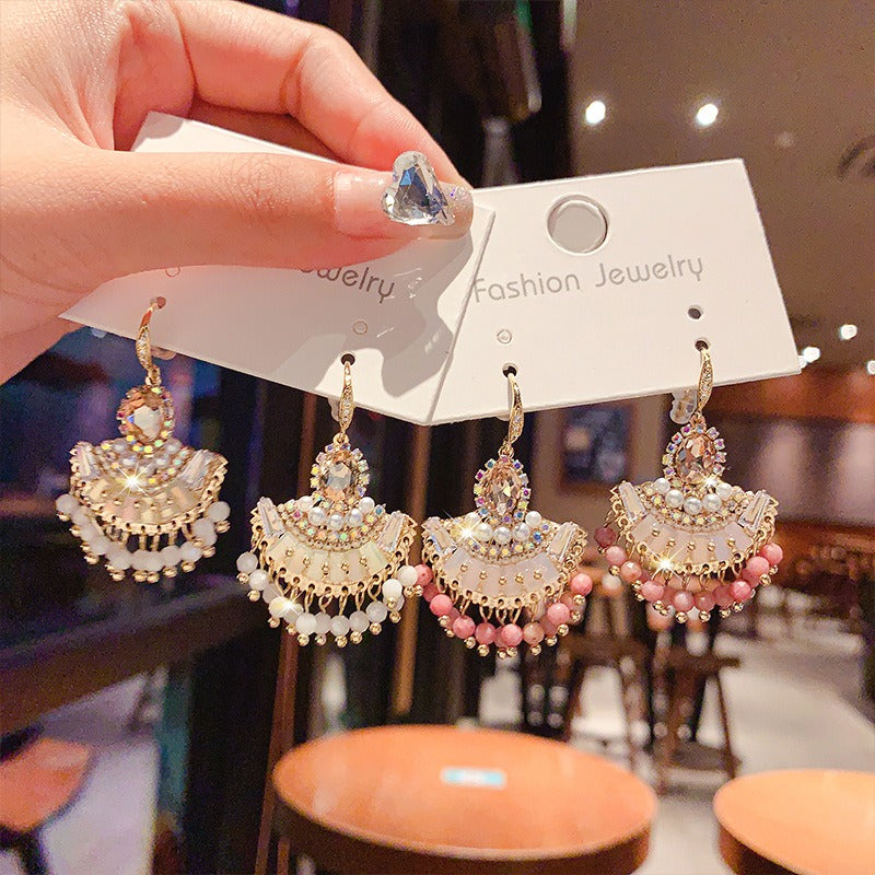 Boho Beaded Earrings Vintage Pearl Earrings Chic Dangle Earrings