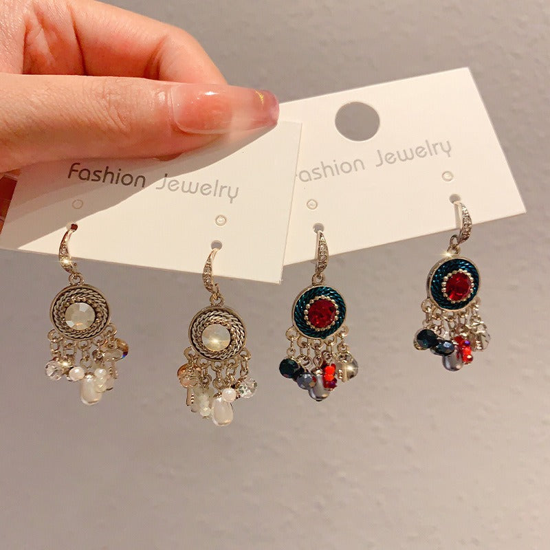 Handmade Boho Beaded Earrings Vintage Dangle Earrings Pearl Earrings