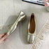 Soft Silver Ballet Flats Shoes Slip on Flats Retro Pointed Toe Flats Women's Flats