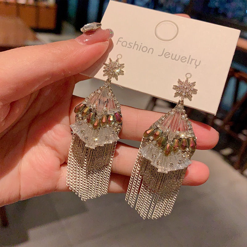 S925 Silver Boho Earrings Vintage Beaded Earrings Retro Dangle Earrings