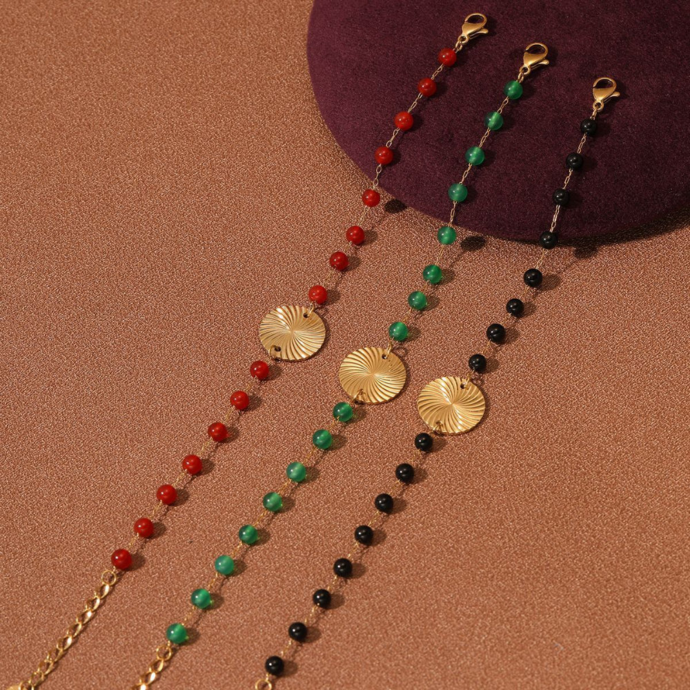 Linglang Boho Style 18K Gold Plated Bracelet Vintage Beaded Bracelet Gold Jewelry Gift for Women