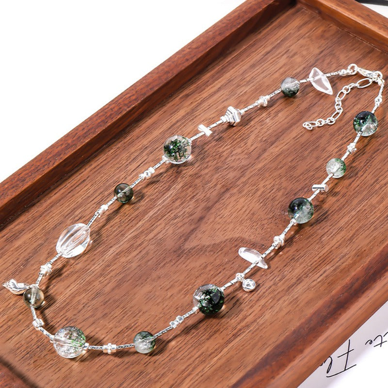 Linglang Summer Vibe Crystal Necklace Natural Stone Beaded Necklaces Charm Necklace Healing Crystal Jewelry Gift
