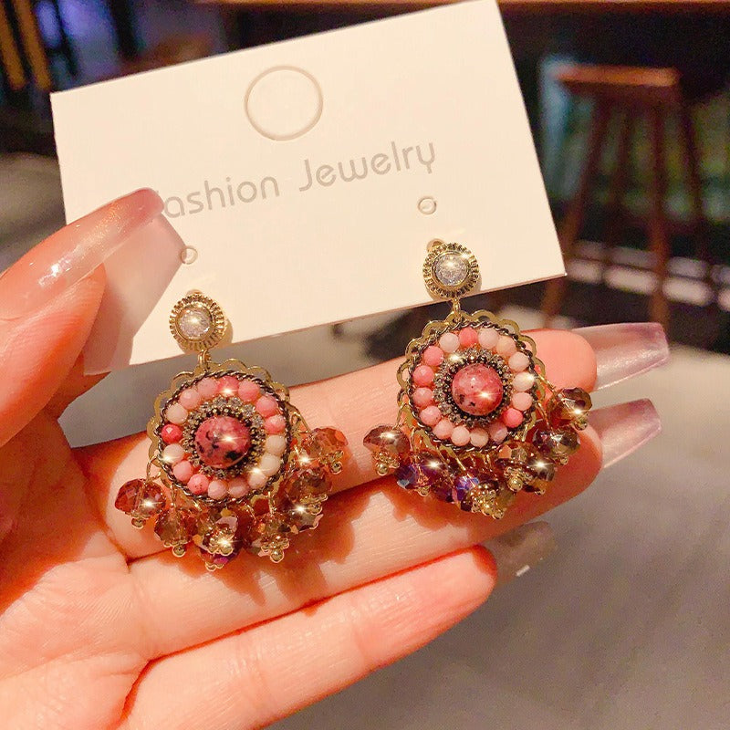 Linglang Handmade Boho Earrings for Women Vintage Bohemian Dangle Earrings Vintage Beaded Earrings