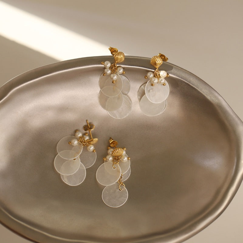 Linglang Light Weight Gold Plated Earrings Hypoallergenic Pearl Earrings Trendy Drop Earrings Gold Jewelry Gifts