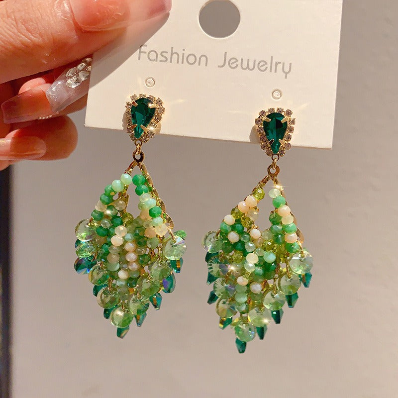 Handmade Boho Rhinestone Earrings Vintage Dangle Drop Earrings